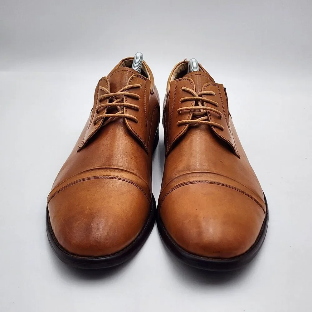 Hart Schaffner Marx Men's Dress Shoes 10.5 M Brown Leather Captoe Business‎ READ